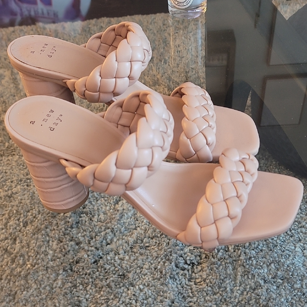 A New Day Women's Braided Block Heels - Cream